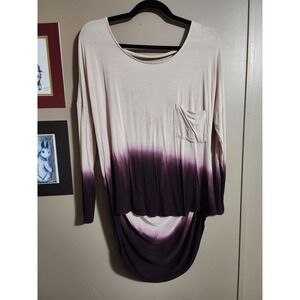 Unbranded Tunic Top Draped Open Back Ombre Large Purple Beige